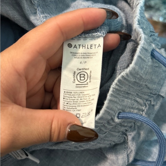 Athleta Retreat Pants Womens Petite  4  100% Linen Wide Leg High Rise - Picture 5 of 5